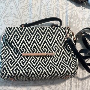 TED BAKER Black and White Geometric Patterned Women's Bag